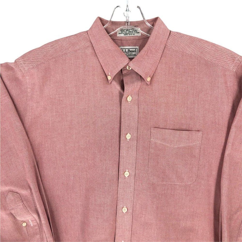 LL Bean Mens Shirt 16 1/2 - 32 Brick Button Down Collared Long Sleeve Pocket EUC - Picture 2 of 12